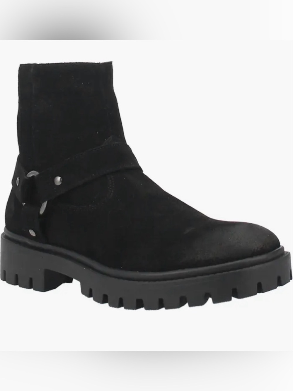 dingo Black Suede Lug Sole Ankle Boots